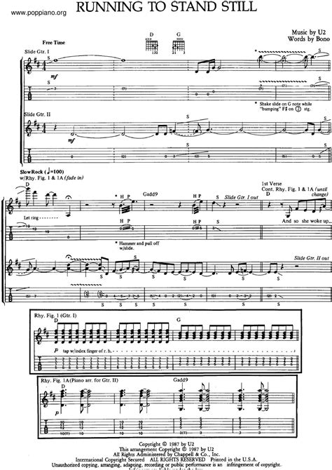 U2 Running To Stand Still Sheet Music Pdf Free Score Download ★