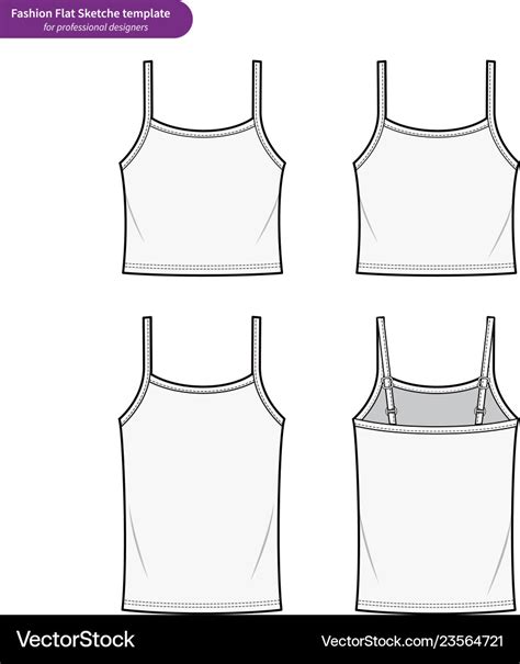 Tank top fashion flat technical drawing template Vector Image