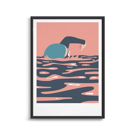 Personalised Swimming Art Print / Mid Century Modern Style - Etsy