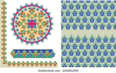 floral motif pattern border vector illustration stock vector royalty