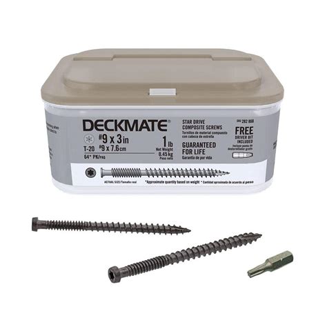 DECKMATE #9 x 3 in. Self-Starting Star-Drive Bugle Head Composite Gray Deck Screws 1 lbs. box ...