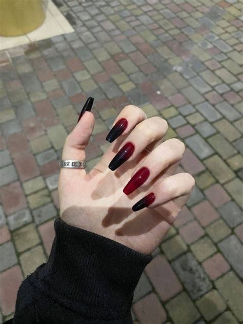 Ноггти Frensh Nails Goth Nails Edgy Nails Chic Nails Fake Nails