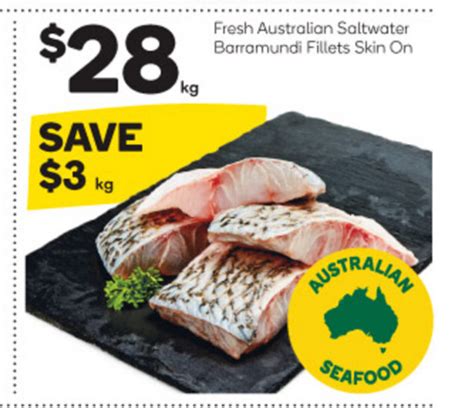 Fresh Australian Saltwater Barramundi Fillets Skin On Per Kg Offer At