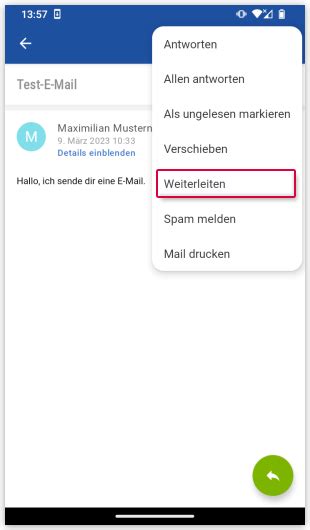 E Mail In Der Gmx Mail App F R Android Weiterleiten