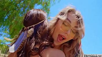 Shemale Emma Rose And Cisgender Babe Maddy May Are Under The Trees TS Emma Starts Fucking Maddys