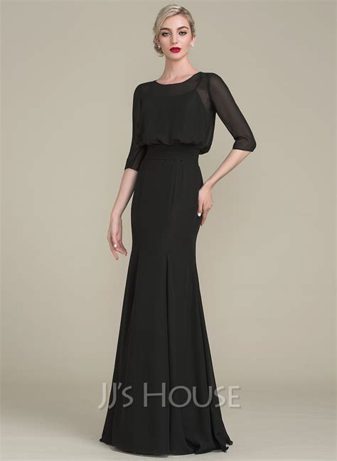 Trumpet Mermaid Scoop Neck Floor Length Chiffon Mother Of The Bride