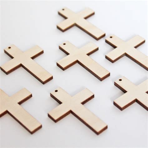 ALL SIZES BULK 12pc To 100pc Unfinished Wood Laser Cutout Solid Cross