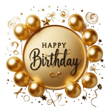 Creative Art Of Nice Happy Birthday Card With Golden Balloons In