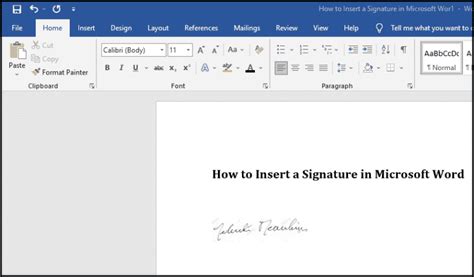 How To Insert A Signature In A Microsoft Word Document