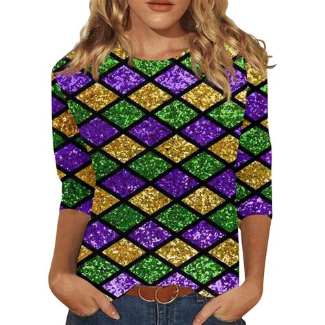 Tqwqt Mardi Gras Shirt For Women Carnival Themed Outfit Party Mask