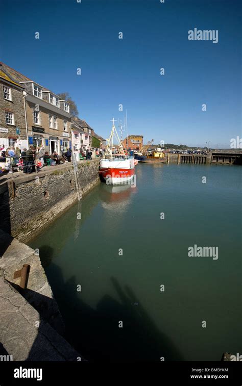 Padstow Cornwall UK Harbor Harbour Quay Marina Fishing Boats Stock