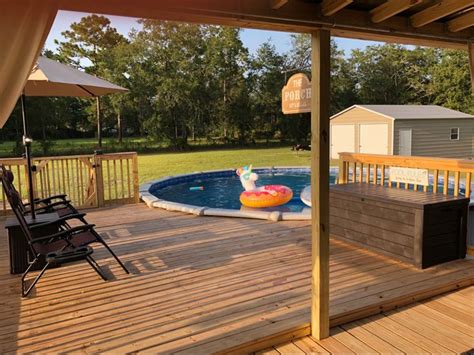 Porch Deck Combo With Above Ground Pool