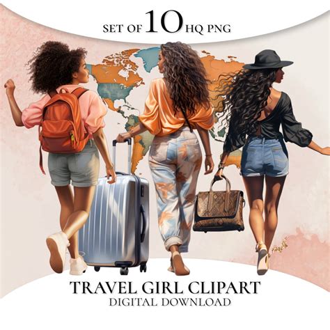 Travel Girl Clipart Travel Clipart Black Woman Clipart Traveling