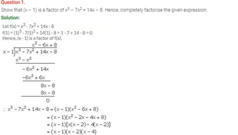 Icse Solutions For Selina Class Maths Chapter Remainder And Factor