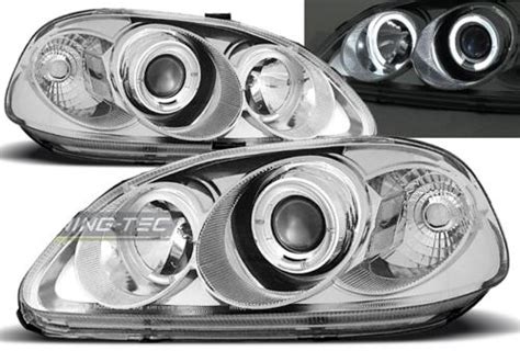 Paire De Feux Phares Honda Civic 95 99 Angel Eyes Chrome