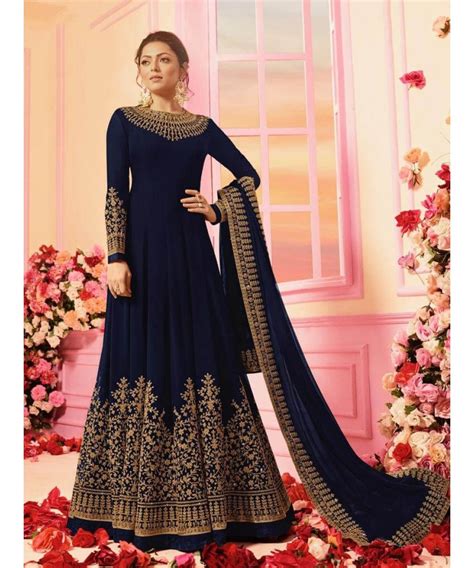 Blue Floor Length Anarkali Gown India Usa Uk Canada Designer