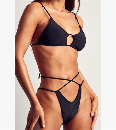 Buy Misspap Strappy High Leg Bikini Bottom In Black Thstreet Kuwait