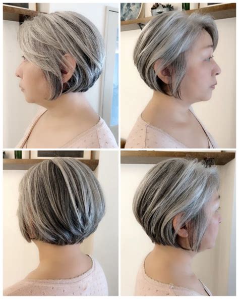 グレイヘアを活かしたエレガントなグラデーションボブ 【公式】恵比寿の美容室bekku Hair Salon