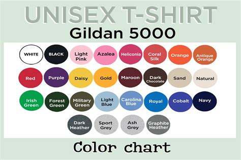 Gildan 5000 Color Chart Unisex T-Shirt Graphic by evarpatrickhg65 ...