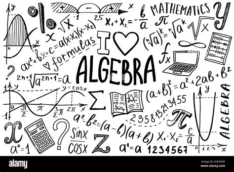 Maths Symbols Icon Set Algebra Or Mathematics Subject Doodle Design