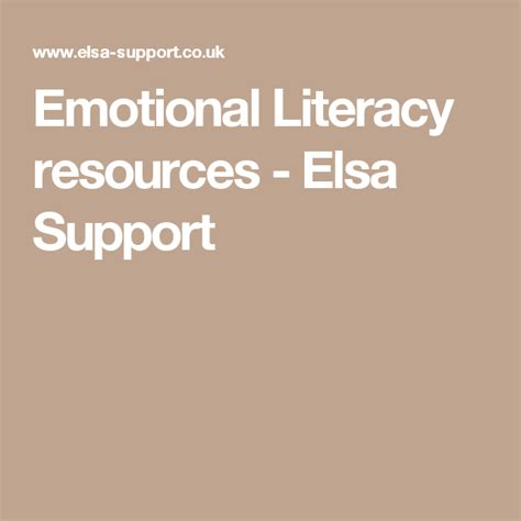 Emotional Literacy Resources Elsa Support Emotional Literacy