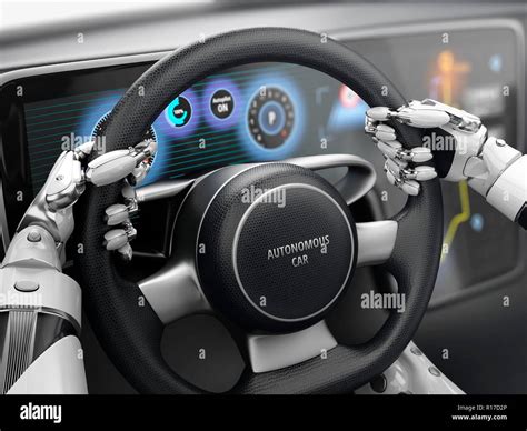 Robot driving car. 3D illustration Stock Photo - Alamy