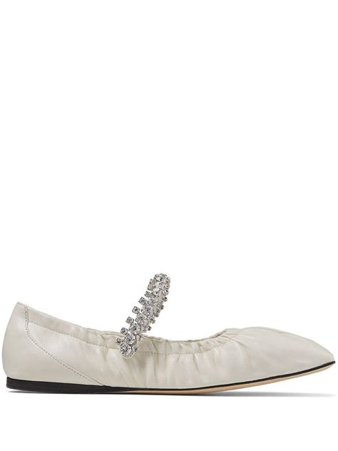 Jimmy Choo Gai Crystal Embellished Ballerina Shoes In White Lyst