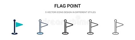 Flag Point Icon In Filled Thin Line Outline And Stroke Style Vector