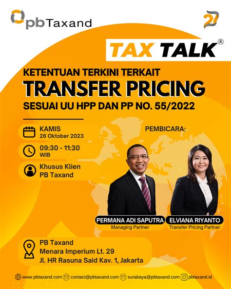 Pb Taxand Tax Talk Ketentuan Terkini Terkait Transfer Pricing Sesuai Uu