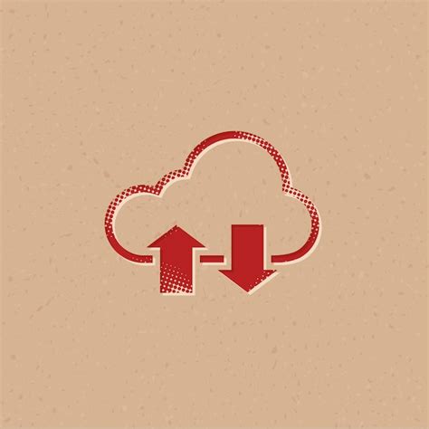 Icono de nube con estilo de semitono de flechas con ilustración de