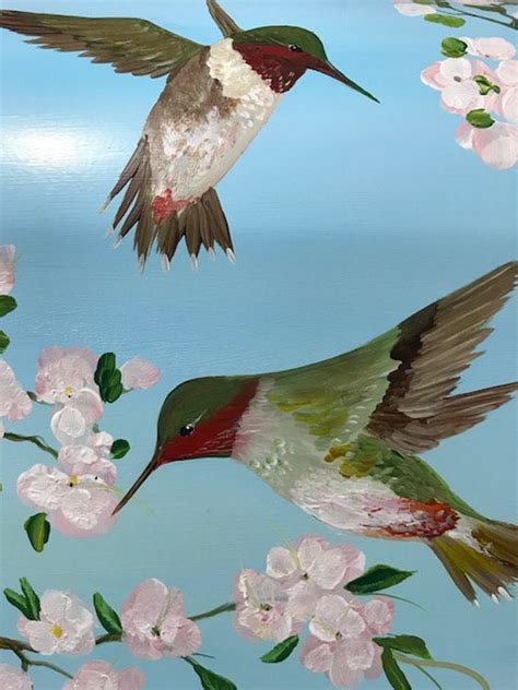 Hummingbird Mailbox Painted Hummingbirds With Cherry Etsy