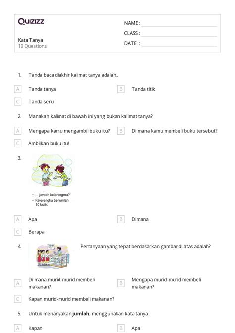 50 Lembar Kerja Siapa Apa Kapan Dimana Mengapa Pertanyaan Untuk Kelas