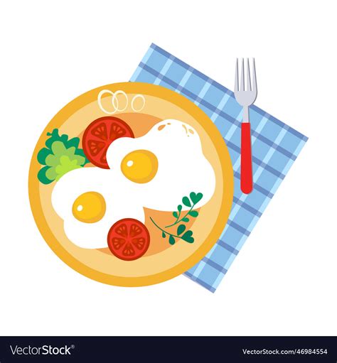 scrambled eggs  tomato  plate  tasty vector image