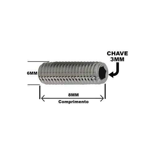 Parafuso Sextavado Interno Allen Sem Cabeça Inox MA 6 x 8 A2 304 DIN