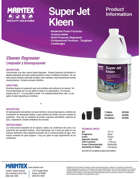 Maintex Super Jet Kleen Degreaser Icl Hawaii