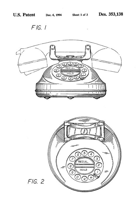 Patent USD353138 - Telephone - Google Patents | Invenciones, Dibujos ...