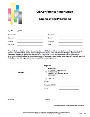 Fillable Online Cie Co Form For Accompanying Persons Program Cie Fax