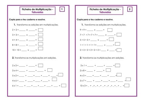 Contas De MultiplicaÇÃo Tabuadas Atividades De Matemática