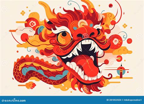 Chinese Dragon Abstract Illustration Chinese Year Of The Dragon Stock