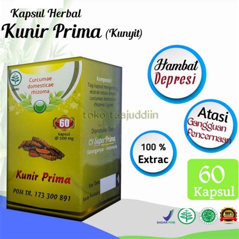 Kapsul Extrak Herbal Kunir Kunyit Kaps Obat Lambung Pencernaan Atasi