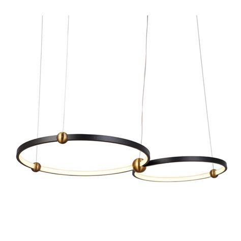 Pendente LED 2 Aros Circles 3000K 58W 90cm Preto Skylight 3075PT