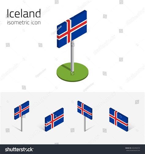 Icelandic Flag Republic Iceland Vector Set Stock Vector (Royalty Free