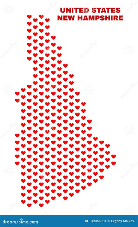 Mapa Del Estado De New Hampshire Mosaico De Valentine Hearts