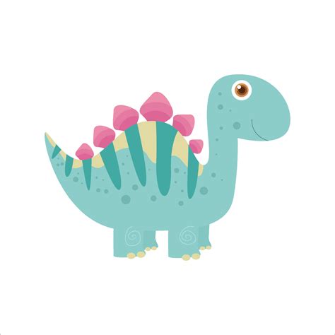 Baby Stegosaurus Cute And Adorable Dinosaur Illustration Vector