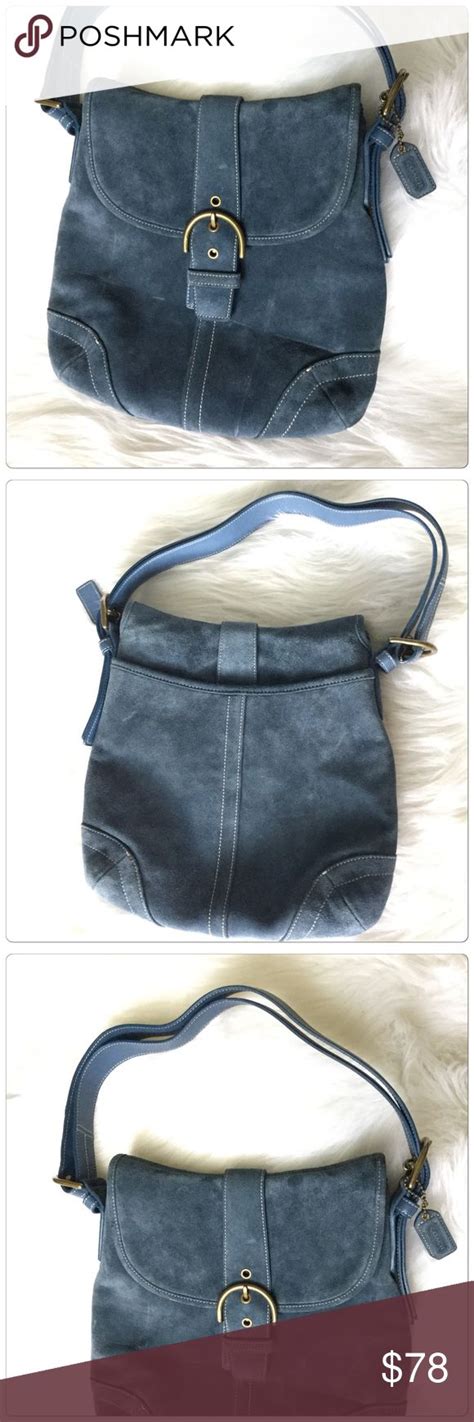 Coach Blue Suede Crossbody Purse Purses Crossbody Blue Suede Purses