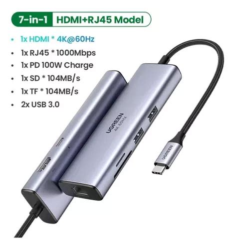 Hub USB Ugreen Hub Adaptador Ugreen Usb Tipo C Pd 100w Hdmi 4k 60hz