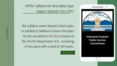 Hppsc Syllabus For Descriptive Type Subject Aptitude Test Sat For The