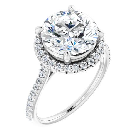 Eva 4 Carat Round Lab Grown Diamond Halo Style Engagement Ring 14k