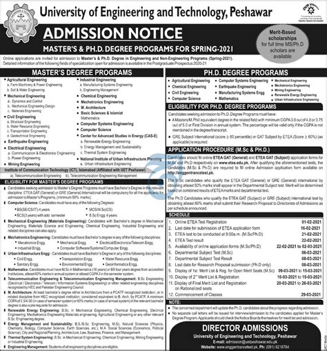 University Of Engineering And Technology Peshawar Master And Phd