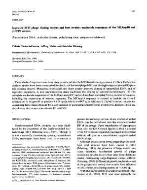 Fillable Online Improved M Phage Cloning Vectors And Host